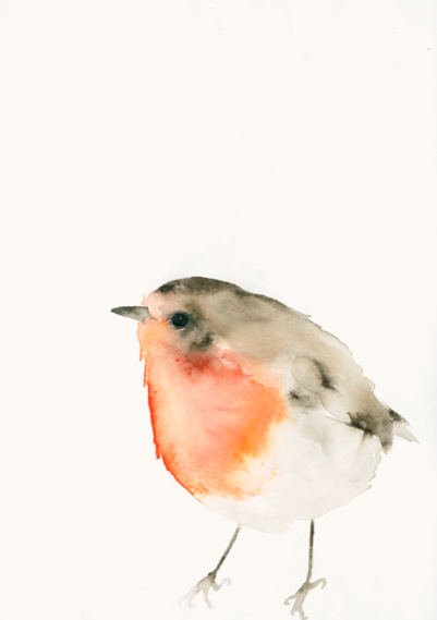 Grusskarte Robin Aquarell