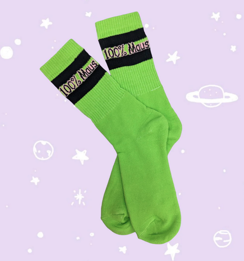 [HP007519] 100% Maus Socken Neongrün