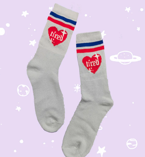 [HP007609] Tired Socken Grau BITTE SCHWARZ MAUS !