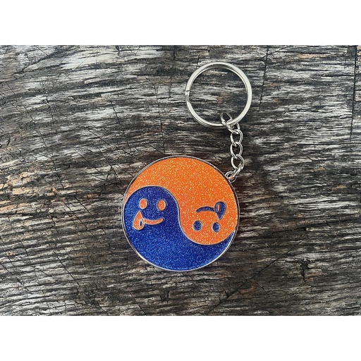 [HP007747] Ying Yang Schlüsselanhänger Orange/Blau