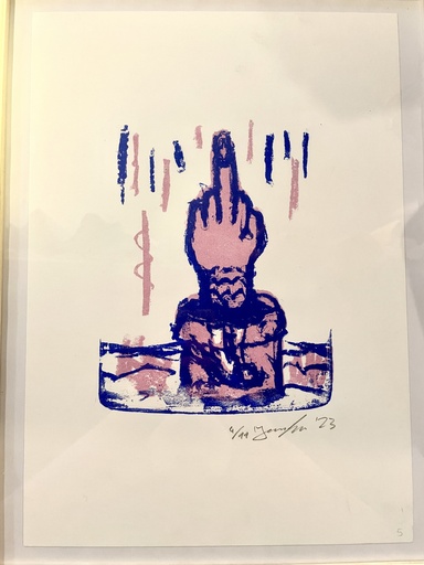 [PR/04778] Botanischer Gruß Lithographie 2-Farbig inkl. Rahmen