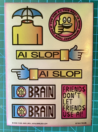 [PR/05202] FRIENDS DON'T LET FRIENDS USE AI Stickerbogen DinA6